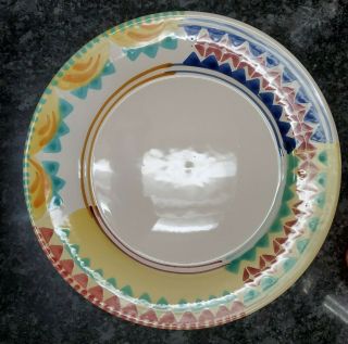 5 Lamas Dinner Plates Italy Hand Painted Geometric Pottery Barn Stoneware 10.  7