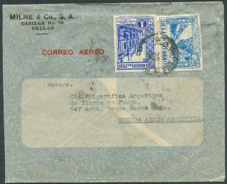 Peru To Argentina Air Mail Cover Circa 1940 Vf