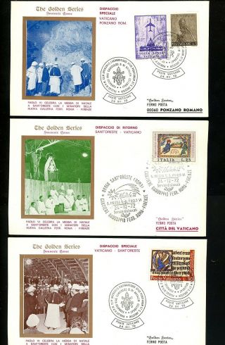 Postal History Vatican City Religion Pope Paul Vi Christmas 1972 Set Of 3
