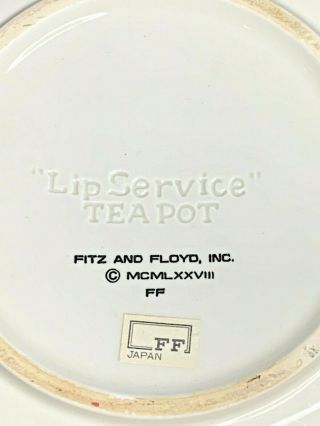 Fitz and Floyd china Lip Service pattern teapot 3