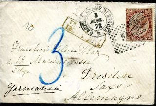 Italy 1872 Lady Letter Cover Castellemare Di Stabia To Germany Single Franking