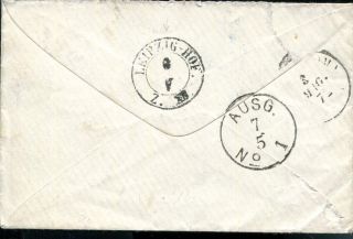 ITALY 1872 LADY LETTER COVER CASTELLEMARE DI STABIA TO GERMANY SINGLE FRANKING 2