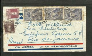 Argentina 1933 Aeropostale Cover To Brazil (rj) Very Good Postage