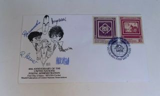 1991 United Nations Stamps First Day Signed Al Hirschfeld 40th Anni Aa N722 Pt