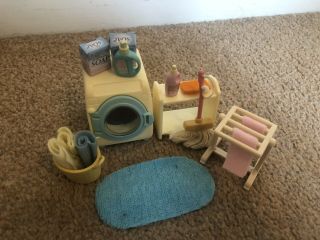 Sylvanian Families Washing Machine Set With Accessories Cleaning Day Spares