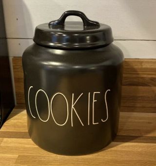 Htf Rare Rae Dunn Black Cookie Canister Large Letter Ll By Magenta