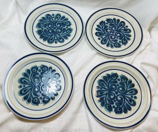 4 Acsons Fantasia 1009 Stoneware Dinner Plates 10 1/2” Blue Floral