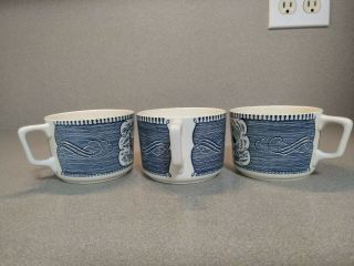 RARE VINTAGE CURRIER AND & IVES SET OF 3 COFFEE MUGS ROYAL CHINA 2