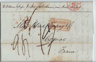 Usa 1845 Stampless Letter,  York To Cognac/france By Ship Caledonia