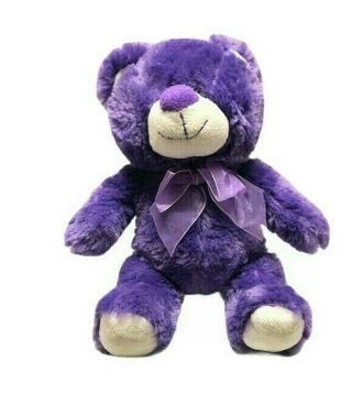 Another Korimco Friend Purple Teddy Bear Ribbon Bow Tie Soft Plush Toy 24cm Seat