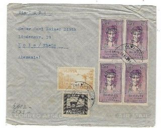 1941 La Paz Bolivia Airmail To Koln Germany,  L.  A.  B.  Flight Wwii German Censor