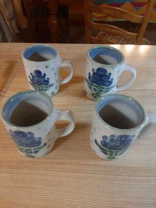 4 M A Hadley Kentucky Art Pottery Coffee Mug Cup Stoneware Blueberry Bouquet 1