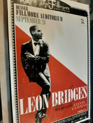 Leon Bridges Signed 11x17 Billboard Tour Poster / Denver Fillmore 2016