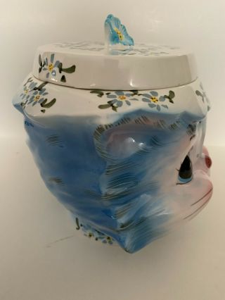 Vintage Lefton Miss Priss Kitty Cookie Jar Blue Cat Kitten Japan 1502 3
