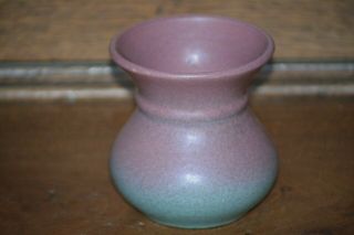 York Pottery Lilac & Green Vase 4 " Tall Marked On Base Pfaltzgraff York Pa