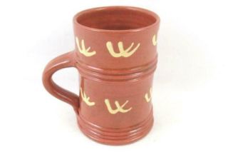 Westmoore Pottery Mug Stein Redware Folk Art Cream Glaze Rare Signed Drf