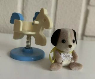 Sylvanian Families Baby Carry Case Beagle Dog On Pony Ride.