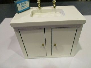 Dollhouse Miniature White Sink Cabinet 1:12