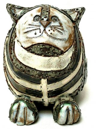 Vintage Studio Hand Crafted Pottery Cat Signed