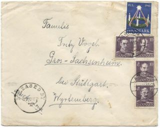 Denmark 1946 Cover To Germany W/10ore (x4) & Christmas Seal Tied,  Censor H/s