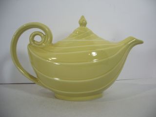 Teapot Hall Aladdin Bright Yellow Arabian Handle Vtg 1930s Art Deco 6 Cup
