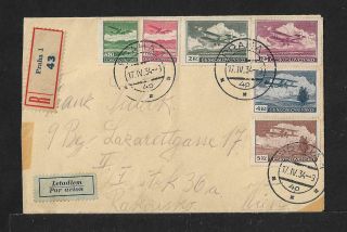 Czechoslovakia To Austria Registered Air Mail Cover 1934