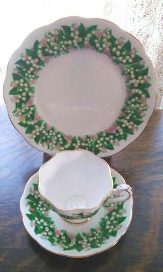 Stunning Queen Anne Lily Of The Valley Vintage Tea Cup & Saucer Plate Set