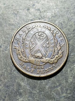 1844 Canada Bank Of Montreal 1/2 Penny Token 3331