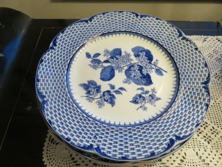 Five Vintage Ruskin Cauldon England Bwm & Co Dinner Plates Blue & White Floral