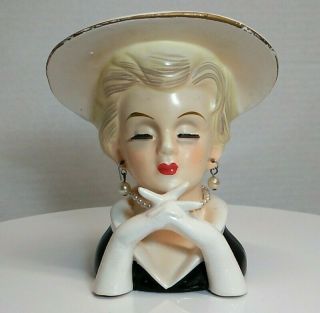 Small Vintage Lady Head Vase,  Rubens Originals 494