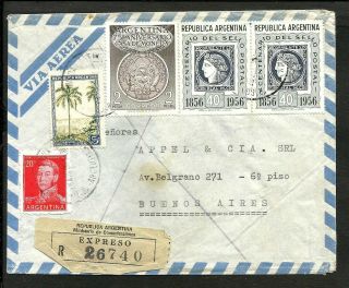 Argentina 1956 Express Air Cover Comodoro Rivadavia To B.  Aires