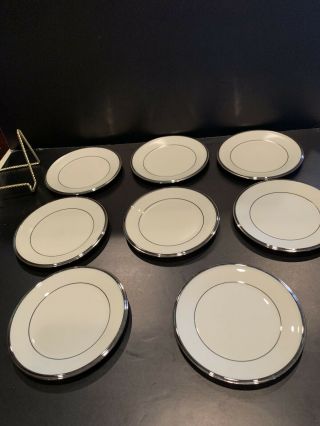8 Lenox Solitaire Platinum Band Bread & Butter Plates NWT 6 3/8” 2