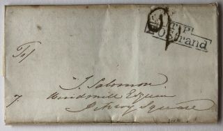 1835 Stampless Letter 2d Hand Stamp Evening Post Victory Square