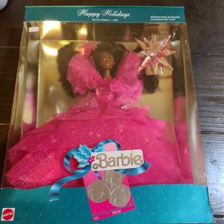 Barbie 4543 Box 1990 Happy Holidays African American Doll