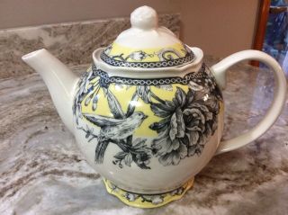 222 Fifth Adelaide Yellow Teapot.  Porcelain.