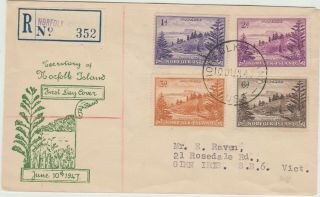 Norfolk Island 1947 Fdc Ball Bay View Issue