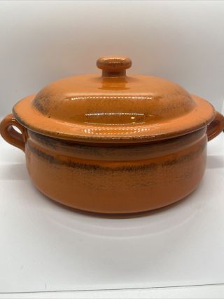 De Silva Pottery Orange/ Terra Cotta Covered Casserole Serving Dish Italy