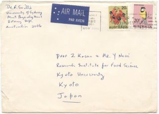 Australia 1969 Air Cover To Japan W/two Diff 20c Definitives,  Double Weight