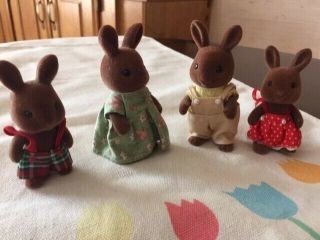 Sylvanian Families Wildwood Brown Rabbit Family Of 4 - Miniature Figure Toy