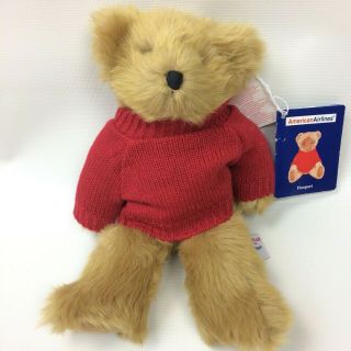 Russ American Airlines Franklin T Bear With Passport Red Sweater
