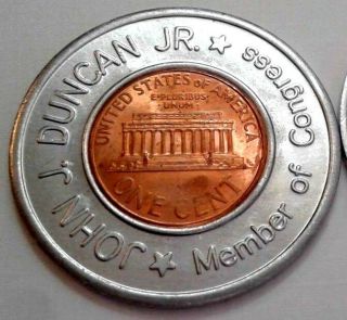 1998 John J Duncan Member Congress Tennessee Republican Luck Cent Encased Penny