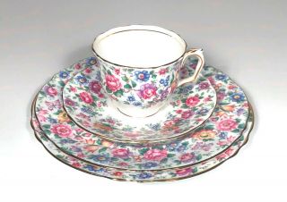 4pc Set Crown Staffordshire Fine Bone China Teacup And Saucer And Luncheon Set