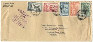 Sarawak 1955 Cover W/5 Diff 1950 Pictorials W/butterfly 1c,  Returned To Sender