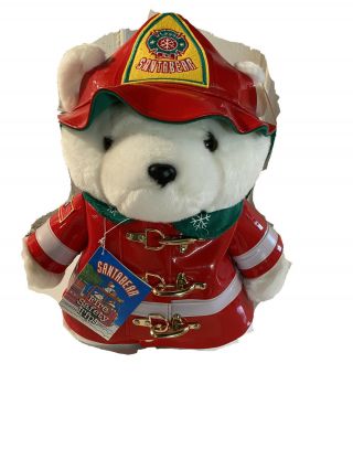 1996 Dayton Hudson Christmas Holiday Winter Firefighter Plush Teddy Santa Bear
