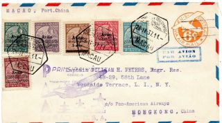 Macau To Hong Kong 28 Apr 1937 First Flight Cover Addressed And Mailed
