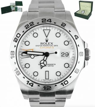 2017 Rolex Explorer Ii 42mm 216570 White Orange Stainless Gmt Swiss Date