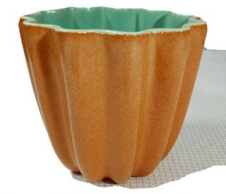 Vintage Catalina Pottery Scalloped Planter Vase Bowl - Seafoam Green & Peach