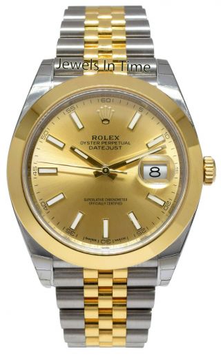 Rolex Datejust 41 18k YG/Steel Champagne Dial Mens Watch Box/Papers 126303 2
