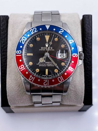 VINTAGE Rolex GMT Master 1675 Pepsi Red Blue Matte Gilt Dial Stainless 1959 2