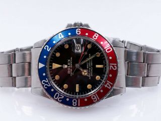VINTAGE Rolex GMT Master 1675 Pepsi Red Blue Matte Gilt Dial Stainless 1959 5